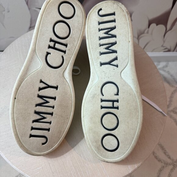 Jimmy Choo Leather Sneakers with Gold Heel Detail - Picture 5 of 5